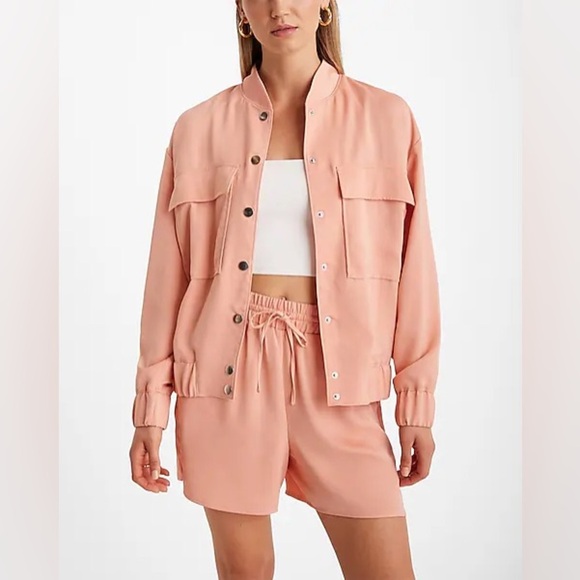 Satin Oversized Bomber Jacket - Picture 1 of 6